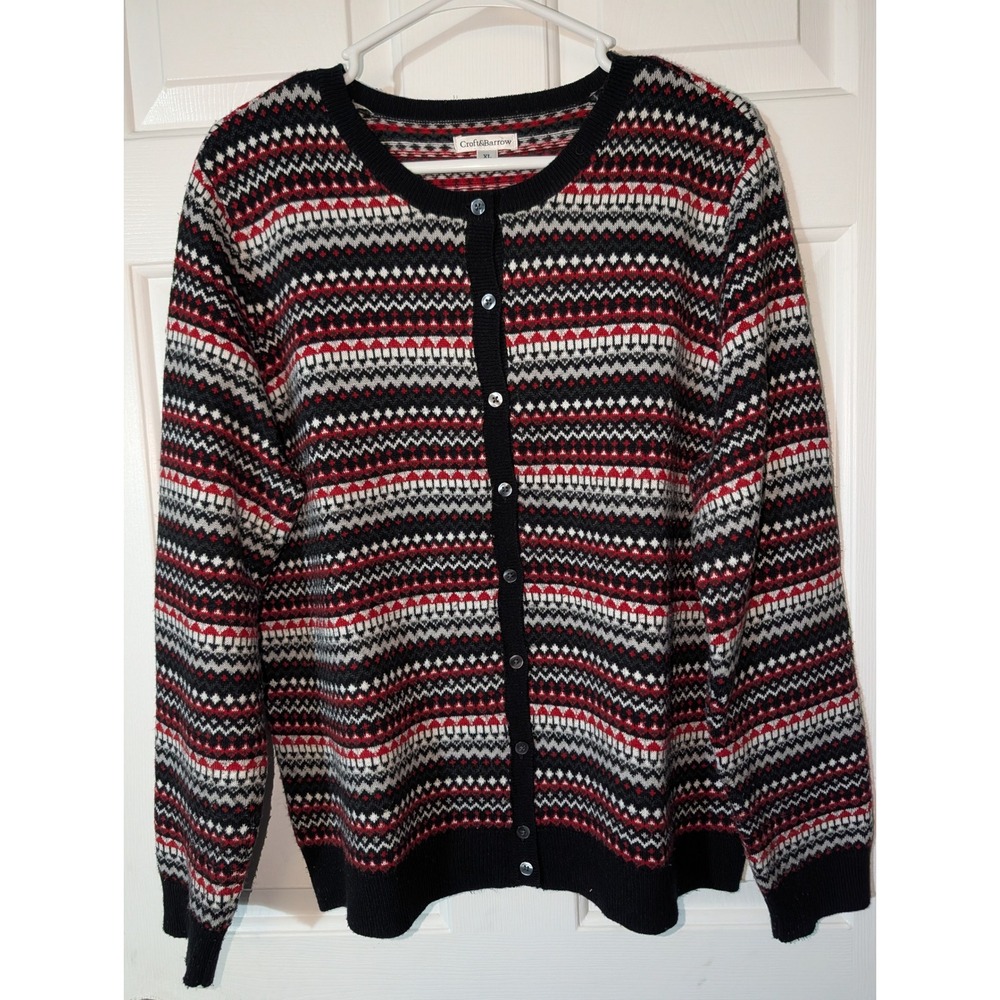 Croft & Barrow Fair Isle Nordic Cardigan XL Cozy Grandmacore Sweater